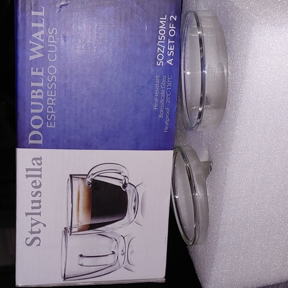 Double-Walled Glass Espresso Coffee 5 Ounce Clear Mug Modern Tea New In Box - Picture 2 of 4